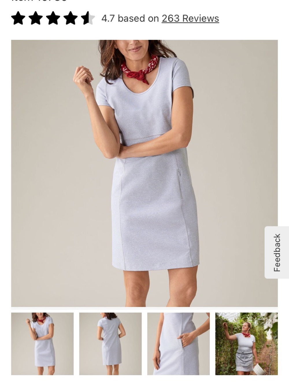 Duluth Trading Co Gray Short-Sleeve Shift Dress